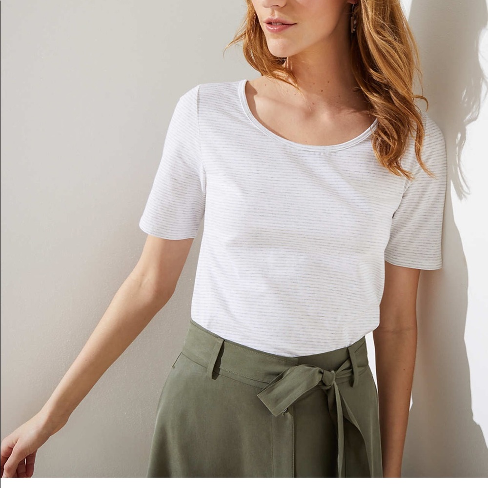 Loft STRIPED ELBOW SLEEVE TEE